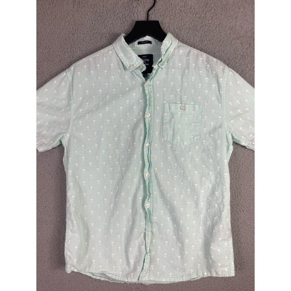 Palm Tree Button Shirt Graphic Men's M Casual Fashion Tropical Print Top Tee - Picture 5 of 8